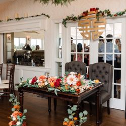 Ling’s Moment Sunset Terracotta Wedding Sweetheart Table Flower Garland