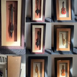 Colección de 7 Cuadros Shadow Box: Instrumentos Musicales en 3D (Lote Completo)