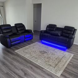 Sofa Y Loveseat (2)Reclinable Led Electrico 