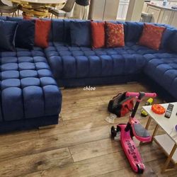 
🏐ASK DISCOUNT COUPON☆ sofa Couch Loveseat living room set sleeper recliner daybed futon options○a Blue Velvet Double Chaise Sectional 