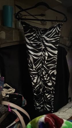 Lovely Day USA Strapless Zebra Print Ruched Bodycon Dress size Medium