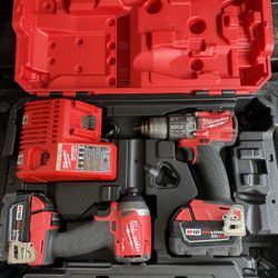 M18 FUEL 18V Lithium-lon Brushless Cordless Hammer Drill and Impact Driver Combo Kit (2-Tool) with 2 Batteries 