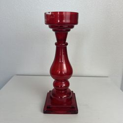 Large Red Glass Candle Holder