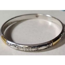 Brighton VENEZIA Silver & Gold Scrolled Bangle Bracelet