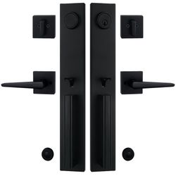 TMC Double Door Handleset for Front Door in Matte Black (Keyed Entry Handle and Dummy Handleset Set)