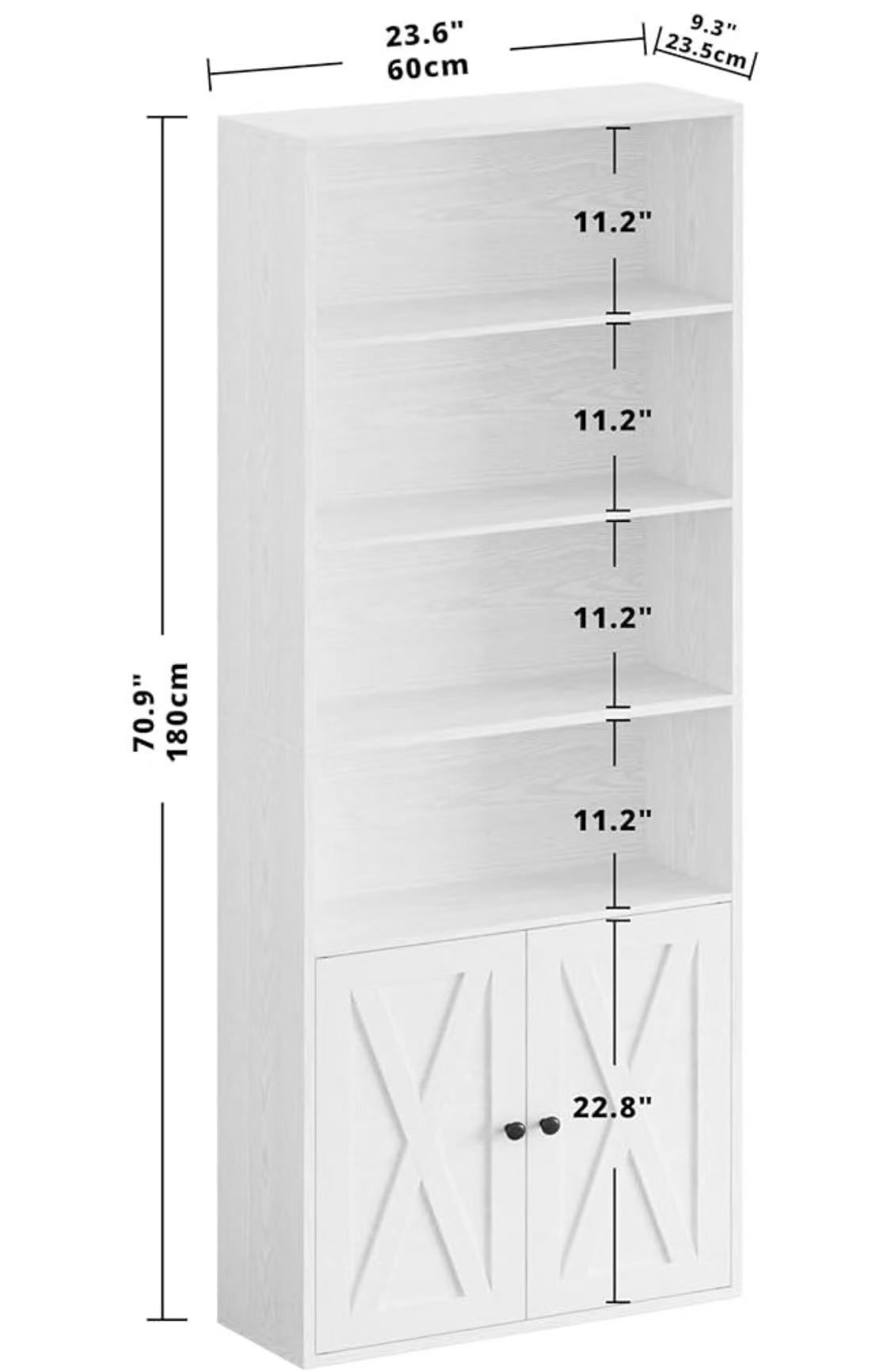 🥨70” Tall IRONCK Industrial Bookshelves and Bookcases with Doors Floor Standing 6 Shelf Display Storage Shelves Bookcase for Home Office, Living Room