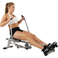 Sunny Health & Fitness Smart Compact Full Motion Rowing Machine, Full-Body Workout, Low-Impact, Extra-Long Rail, 350 LB Weight Capacity and Optional F
