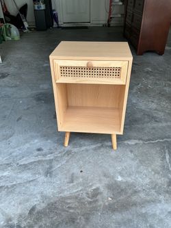 Light Oak Mid-Century Nightstand