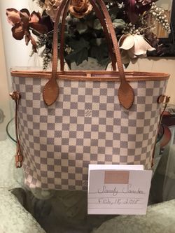 Authentic 2017 Louis Vuitton Neverfull MM Tote Bag in Damier Ebene