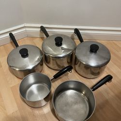 Revere Ware Lot Of 5 Saucepans