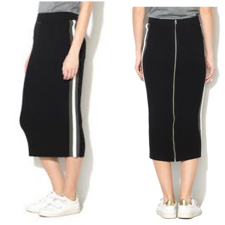 G-Star RAW, Voleska Ribbed Midi Skirt, Black, SZ M