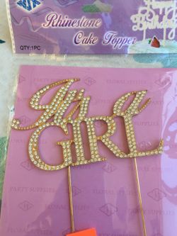 It’s a girl rhinestone cake topper