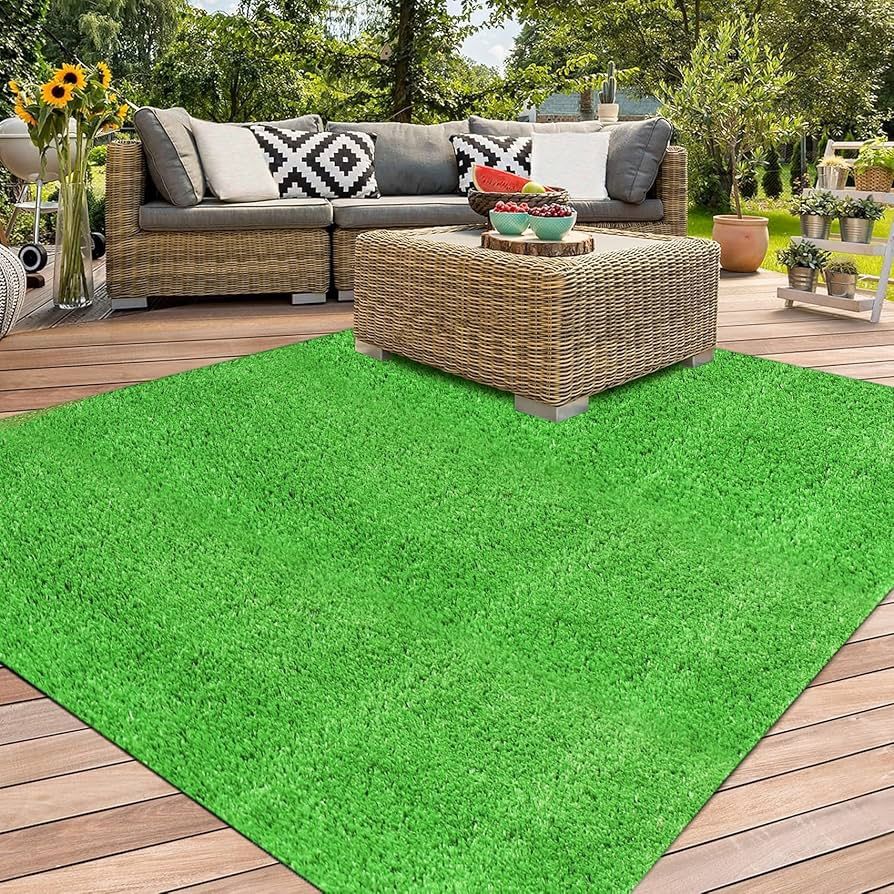 Brand New Pre Cut Turf 8ft. x 6ft. Green Artificial Grass Rug Green Area Rug