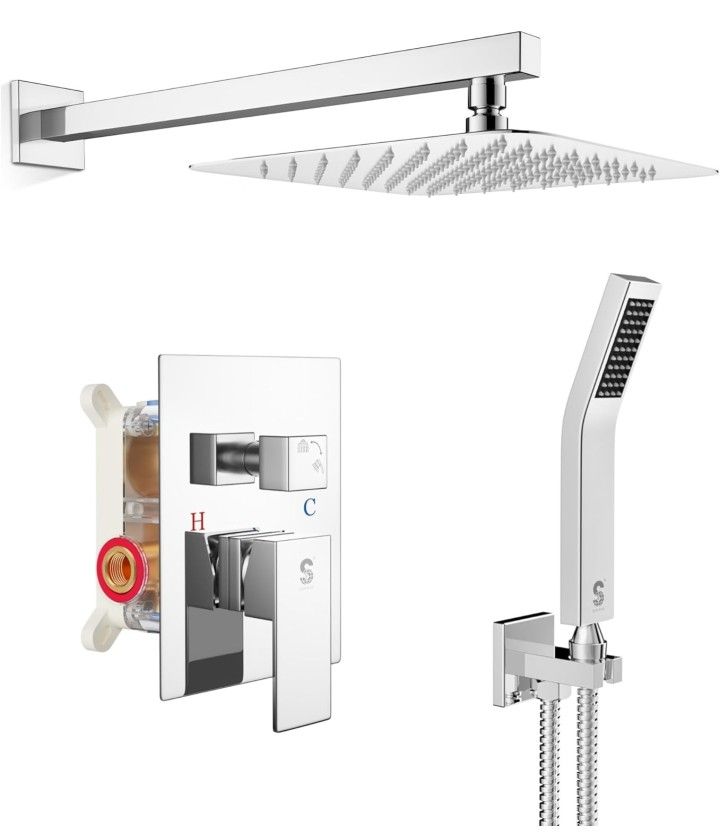 SR SUN RISE SRSH-F5043 Bathroom Luxury Rain Mixer Combo Set Wall Mounted