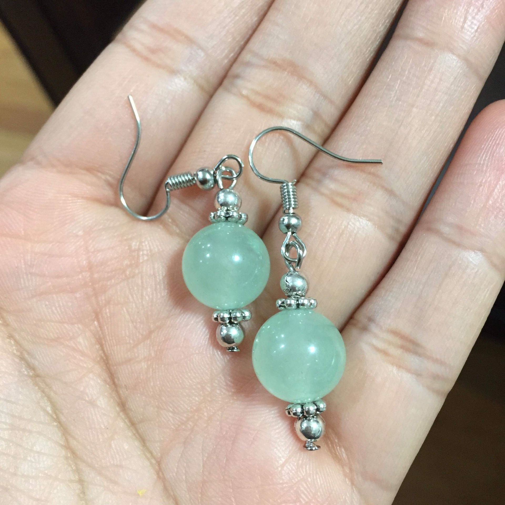 Silver jade earrings