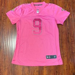Drew Brees New Orleans Saints #9 Pink Nike Jersey Women’s Labeled XXL Fits Large