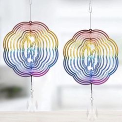 Tsocent 3D Wind Spinner, 2 Pack Mixed Colors Wind Chimes with Crystal for Outside Yard and Garden