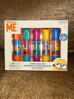 Despicable Me Minion 5 PC Jumbo Chalk Set Adjustable Draw and Play