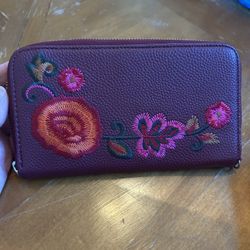 Plum and floral Wallet