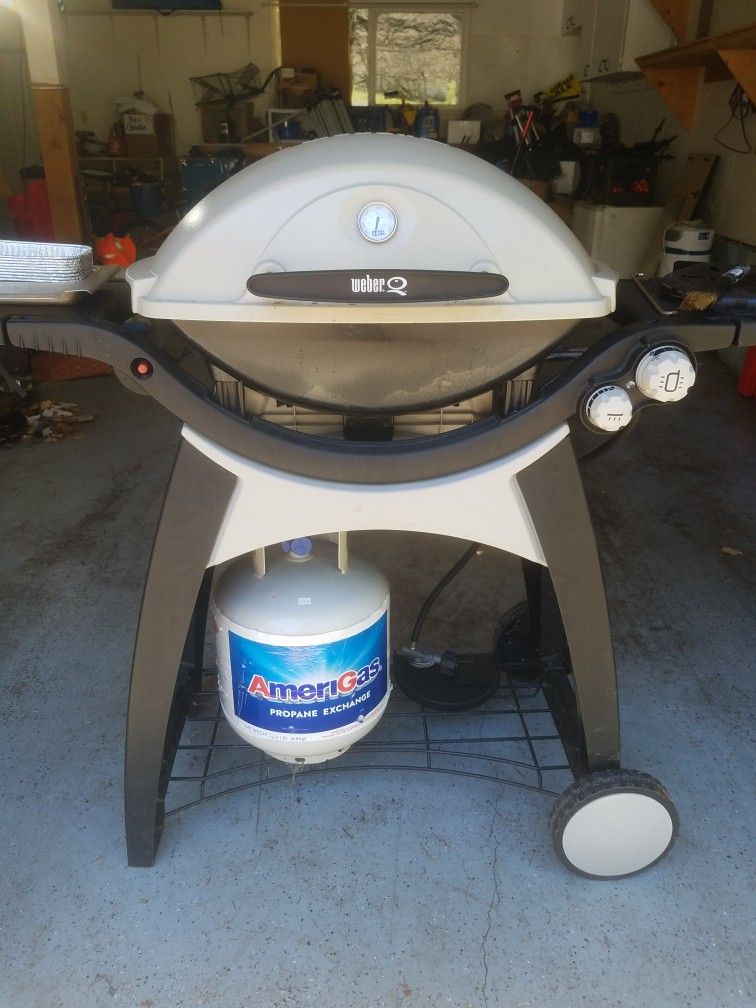 Pending- $30 Weber Q Grill, Propane Tank And Accessoriesf