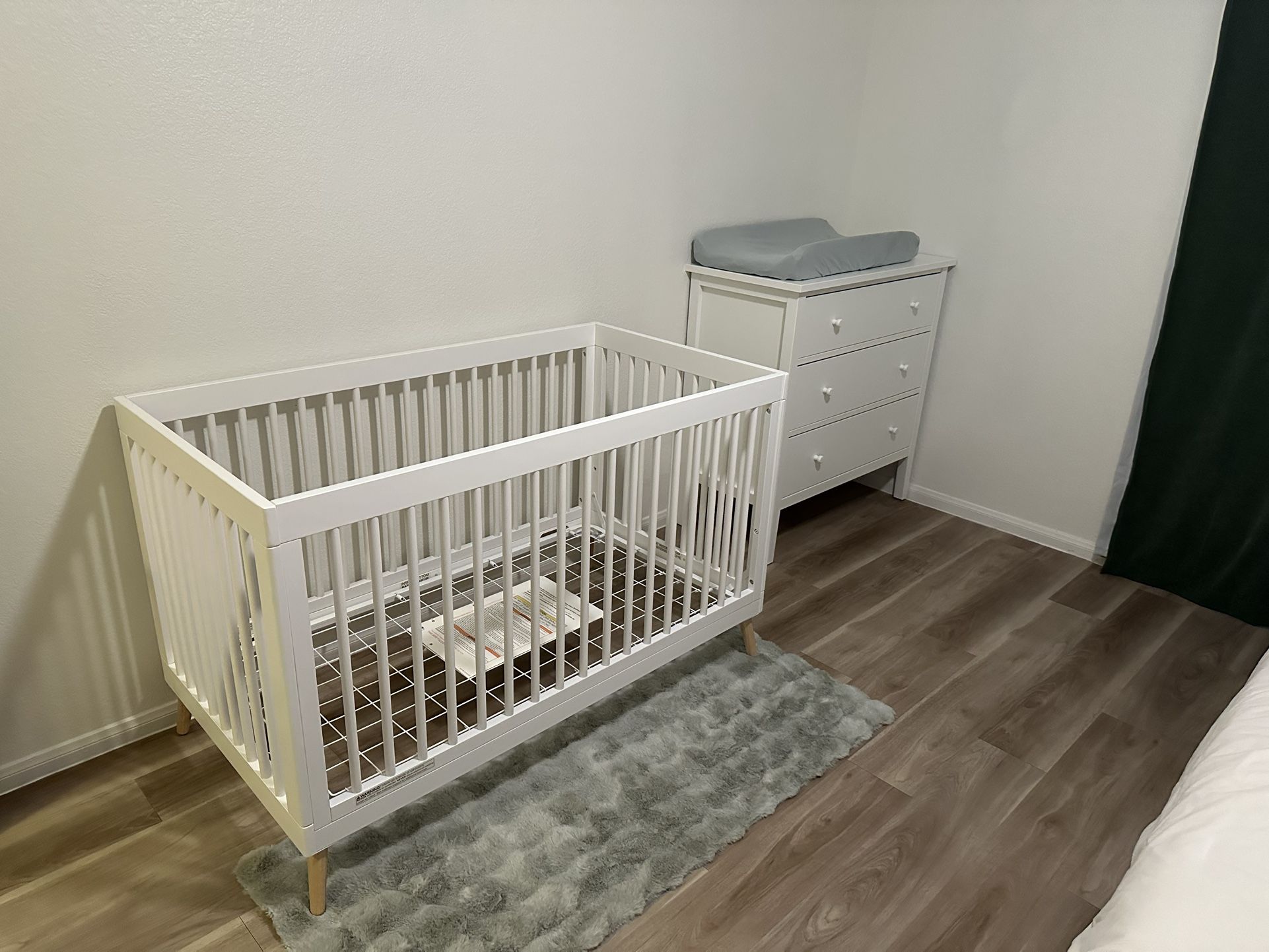 Baby Crib, dresser, High chair, Travel Stroller