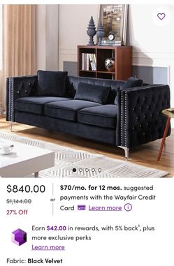 Black Velvet Couch With Rhinestones