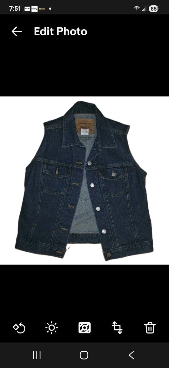 Vintage Y2K  Levis denim Vest Red tab Biker Womens Size Medium Sleeveles Button