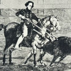 PAJU ELERA, ZARAGOZA Original Antique Vintage Fine Art GOYA Spain Etching Print 1960’s Printed Collectible Bull Fighting Spanish Bullfighting