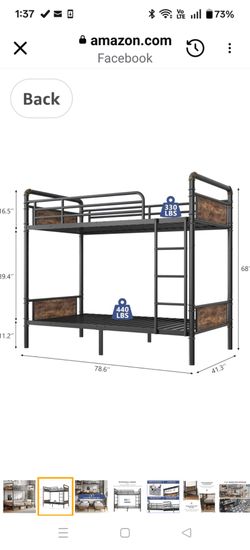Heavy Duty Metal Bunk Bed Twin Over Twin Convertible Bunk Bed