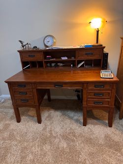 Ashley Cross Island Desk With Hutch Executive Office Desk