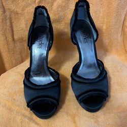 Charles By Charles David Parlay Black Satin Heels Size 7.5