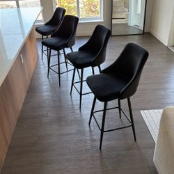 4 Suede Black Counter Stools 
