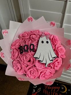 Halloween Ghost Pink Artificial Rose Bouquet