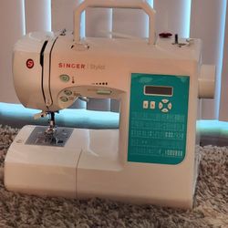 Singer Sewing Machine And  Material