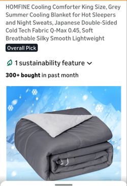 HOMFINE Cooling Comforter King Size, Grey
Summer Cooling Blanket for Hot Sleepers
and Night Sweats, Japanese Double-Sided
Cold Tech Fabric Q-Max 0.45,