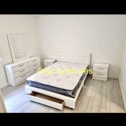 4 Piece Full Size Or Queen Size Or King Size Bedroom Set New In The Box 📦 Same Day Delivery.  Bed Frame Mattress 1 Night Stand Dresser