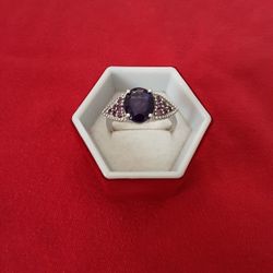 Vintage Sterling Silver Amethyst Ring Size 11
