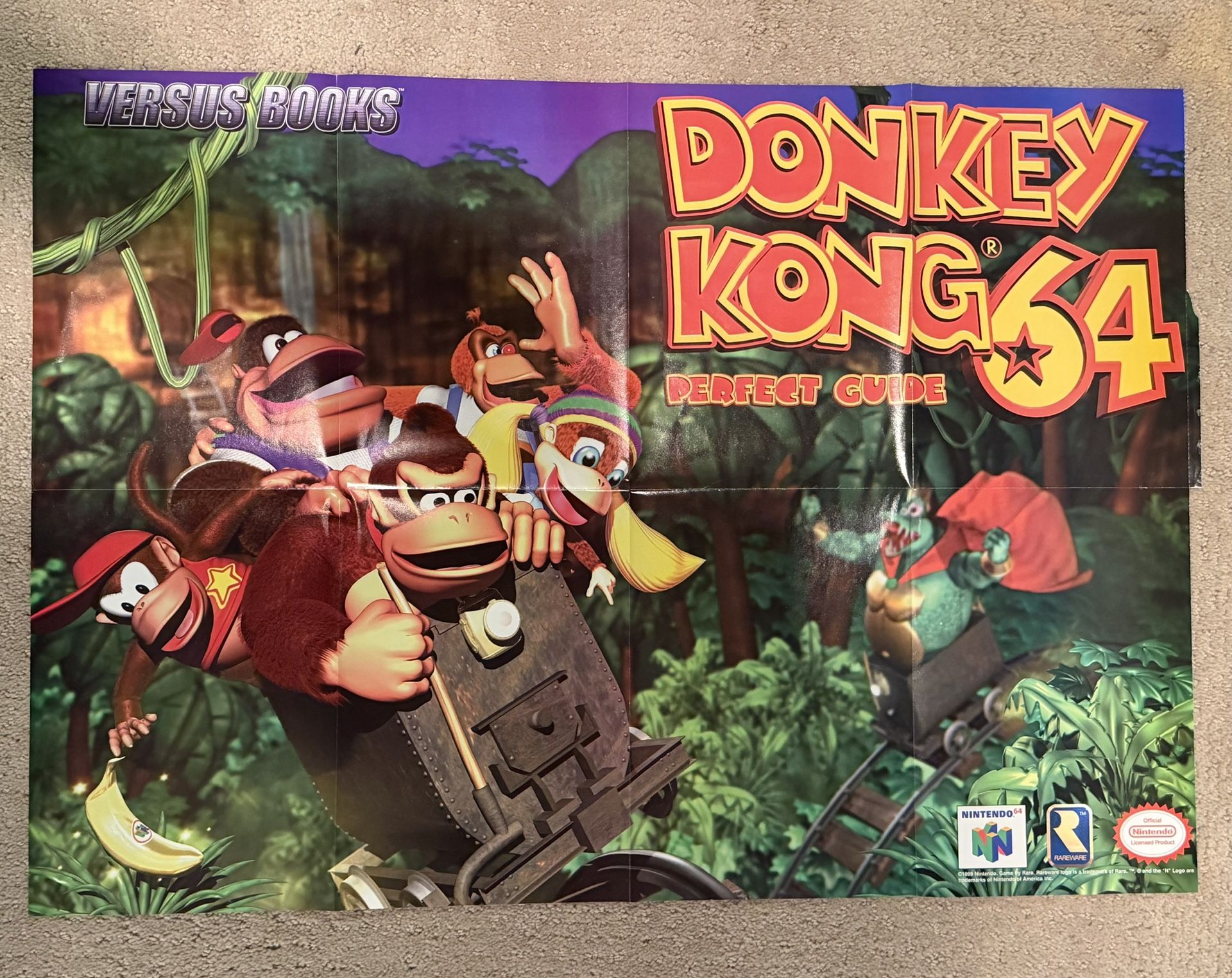 1999 Donkey Kong 64 Nintendo 64 Versus Books Pullout Poster Rare Vintage