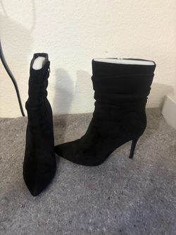 Black Suede Stiletto Ankle Boots