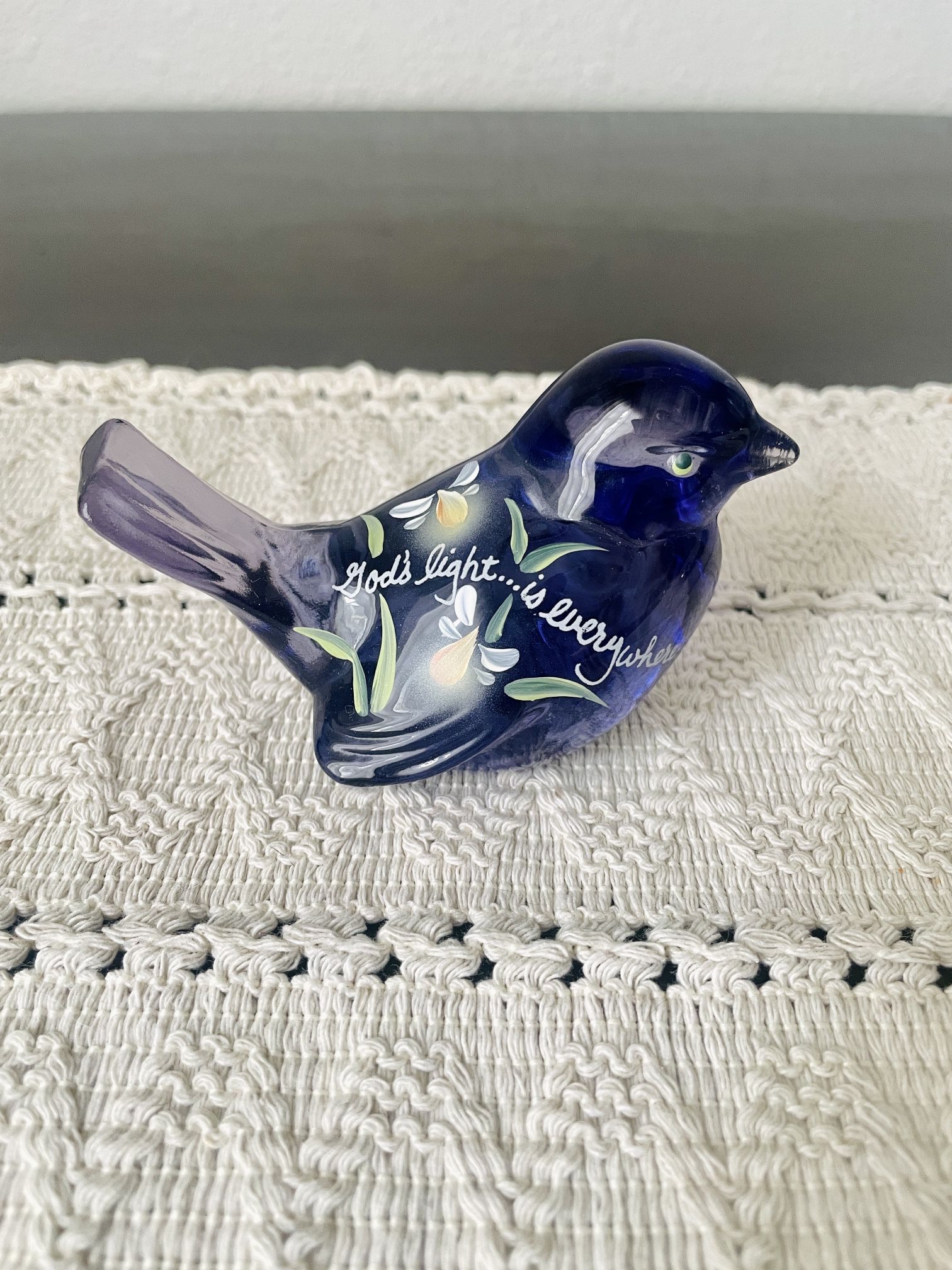 Fenton Art Glass Hand painted  Bird Figurine