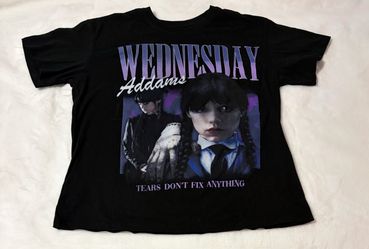 Wednesday Addams Graphic T-Shirt Womens XL Tears Don't Fix Anything Goth Tee