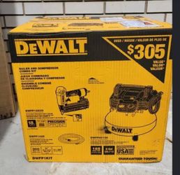 DeWalt 6 gallon compressor kit with nail gun and air hose