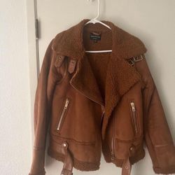 sherpa lined suede jacket
