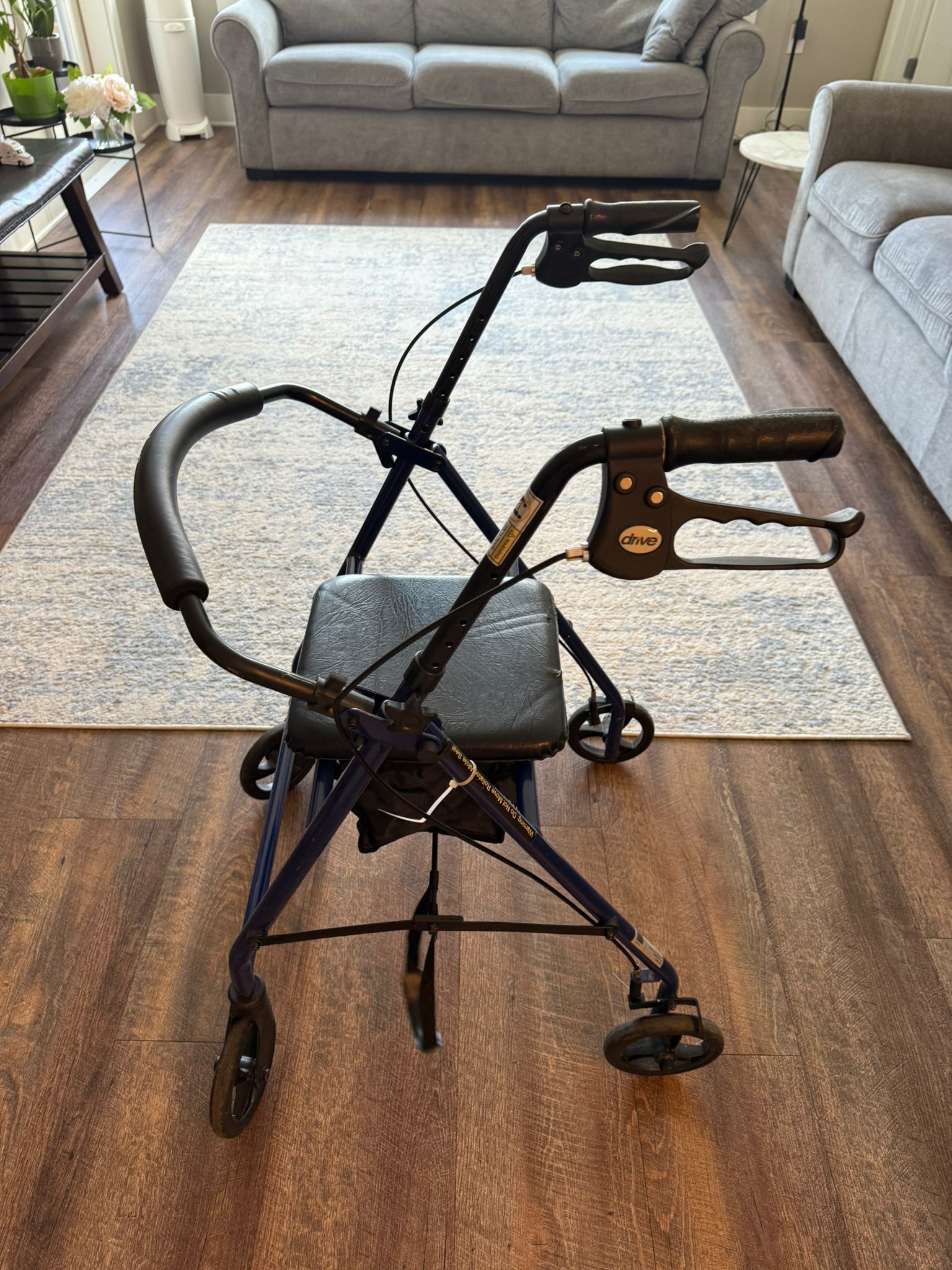 Four-Wheel Rollator Walker with Fold-Up Removable Back Support