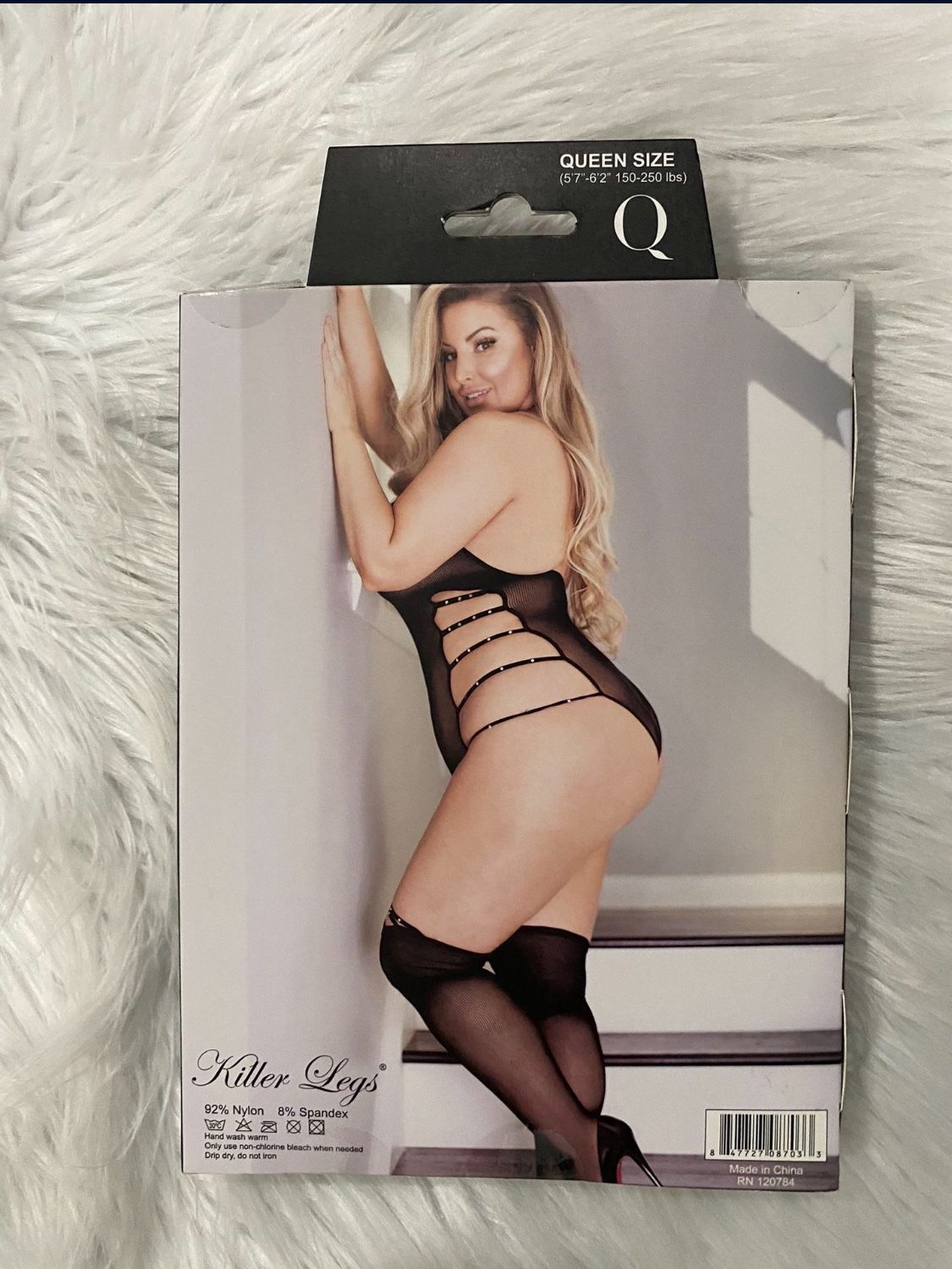 Plus Size Total Control Studded Sheer Fishnet Bodystocking with the stocking