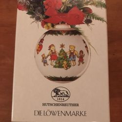 Hutschenreuther 1997 Christmas CHILDREN TEDDY Porcelain Ball Ornament Germany