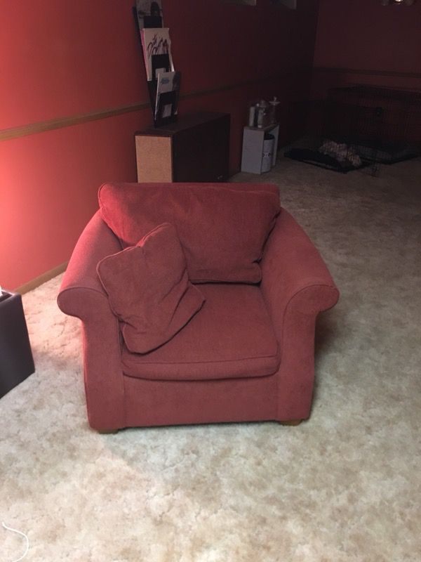 Red Chair and ottoman for sale