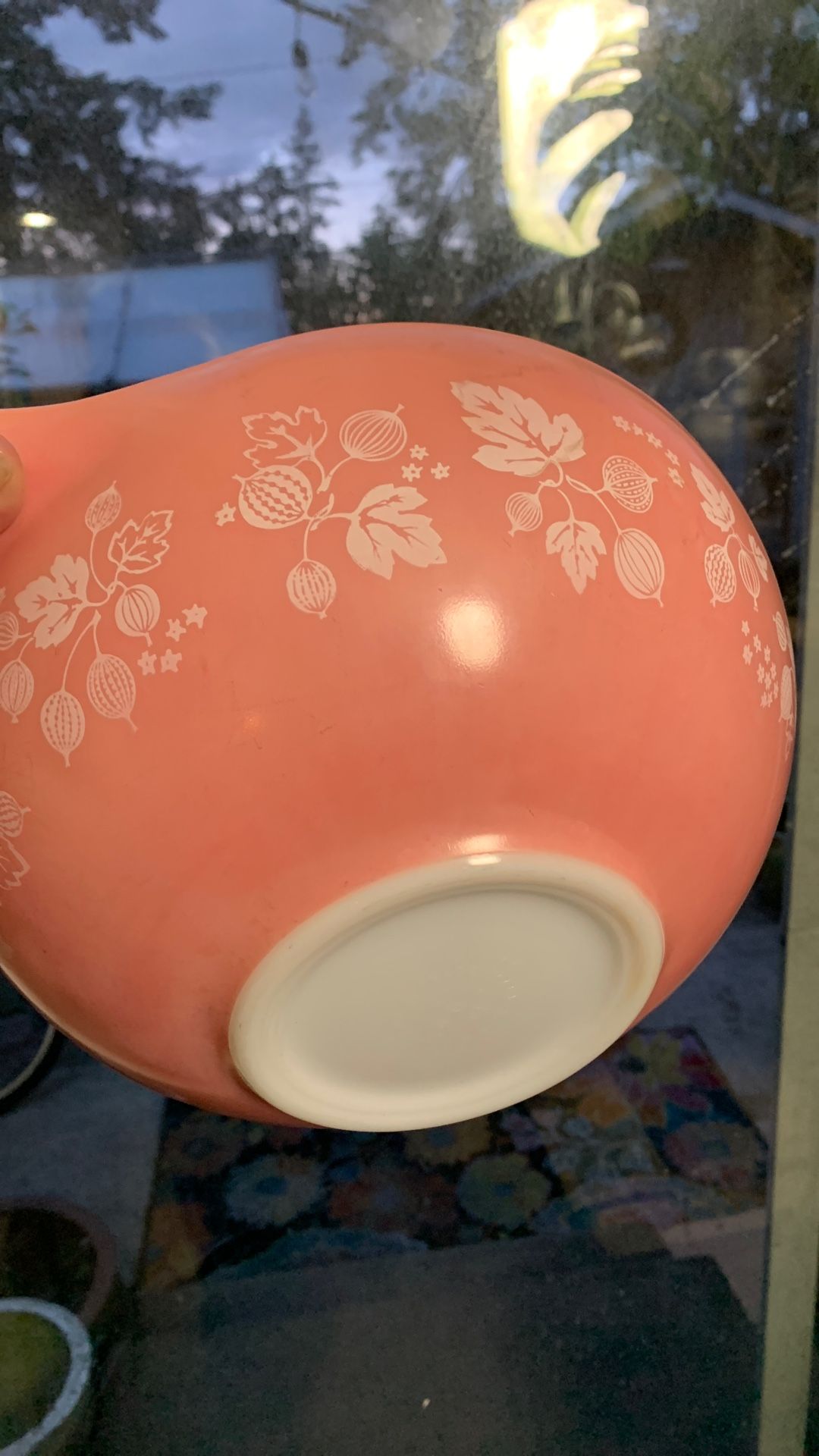 Vintage Pyrex 444 Pink Gooseberry 4 Quart Mixing Bowl Okay Condition