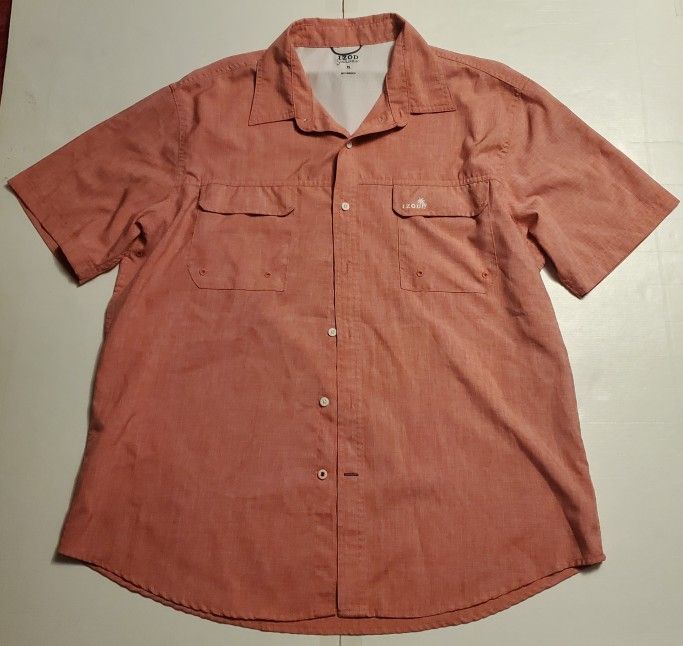 IZOD Saltwater Relaxed Classics Mens Short Sleeve Button shirt Size XLARGE