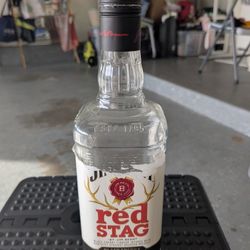 Jim Bean Red Stag Clear Glass Bottle w Cap 750 mL. Empty Clean Great Condition